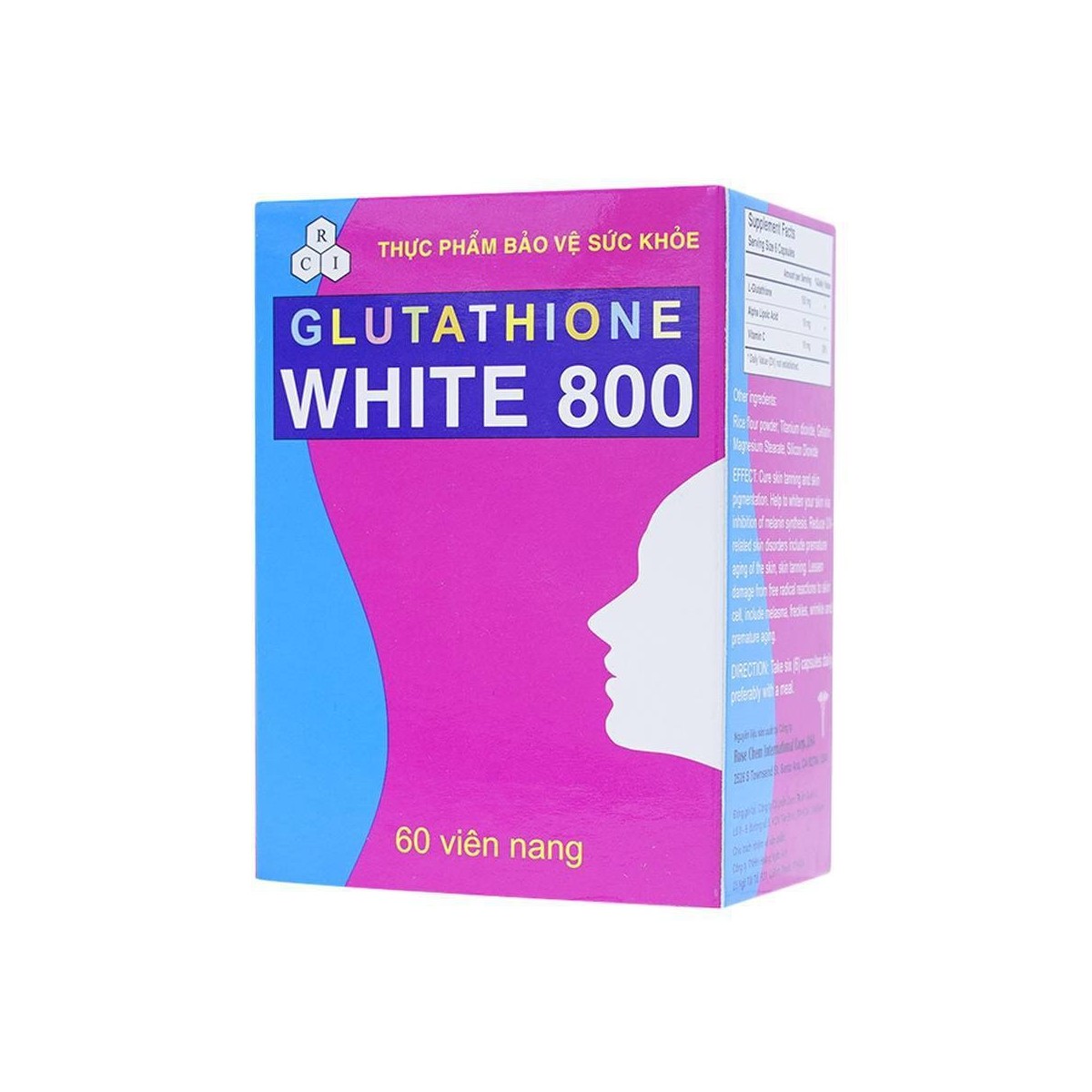 Giảm tàn nhang, làm Trắng Da GLUTATHIONE WHITE 800 (60 Viên)