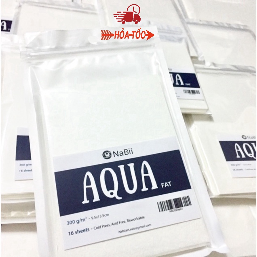 Giấy vẽ màu nước nabii aqua fat 300gsm xấp 16 tờ a6/a5/a4