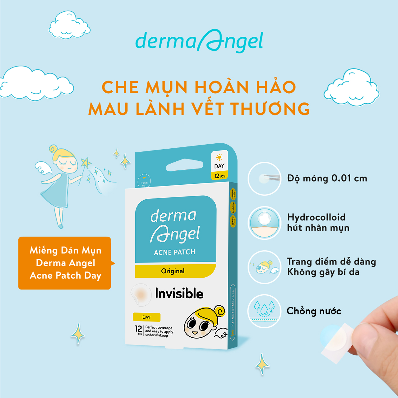 Combo Dán Mụn Day & Night Derma Angel 12 Miếng x 2
