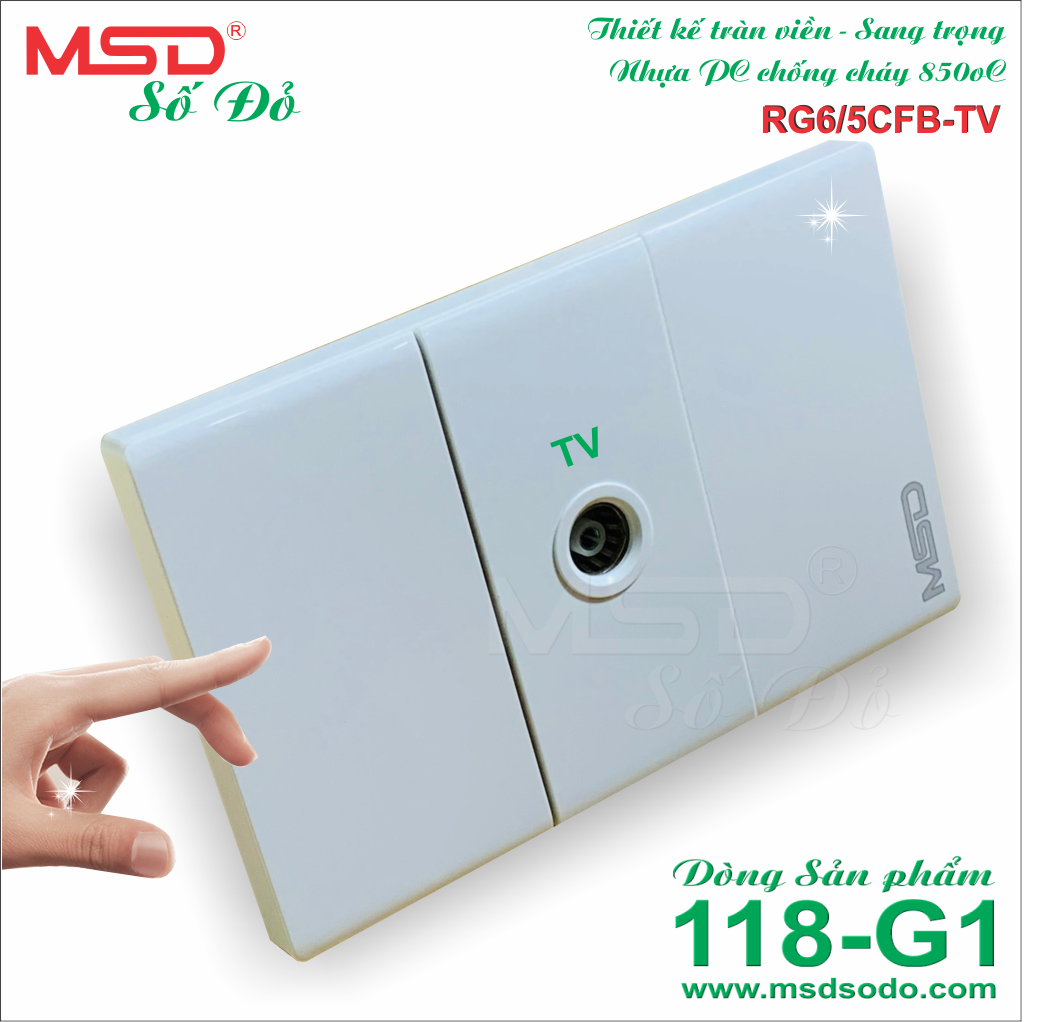 Ổ CẮM  TV ÂM TƯỜNG - RG6/5CFB  75OHM