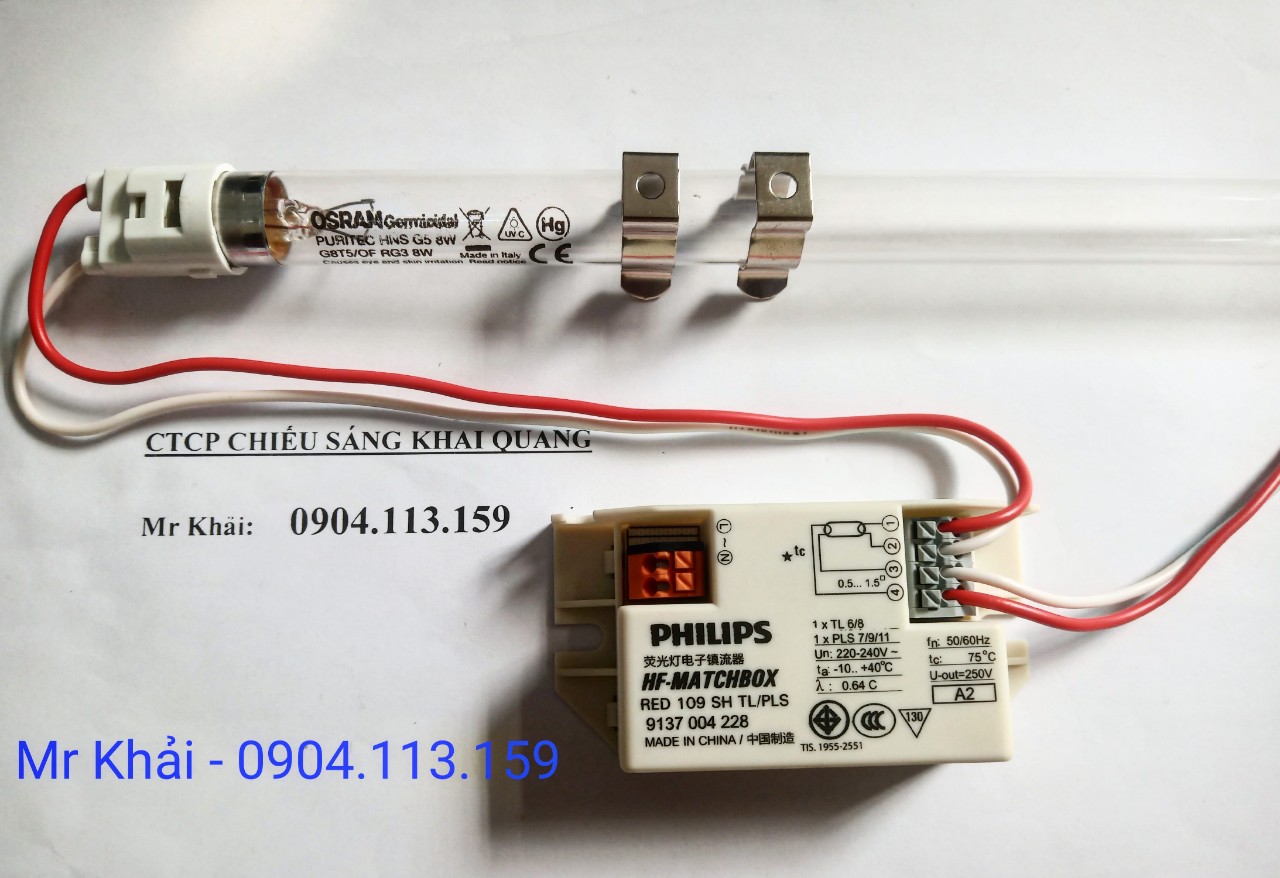 (SALE) Bộ đèn UV diệt khuẩn T5 8W Osram Philips