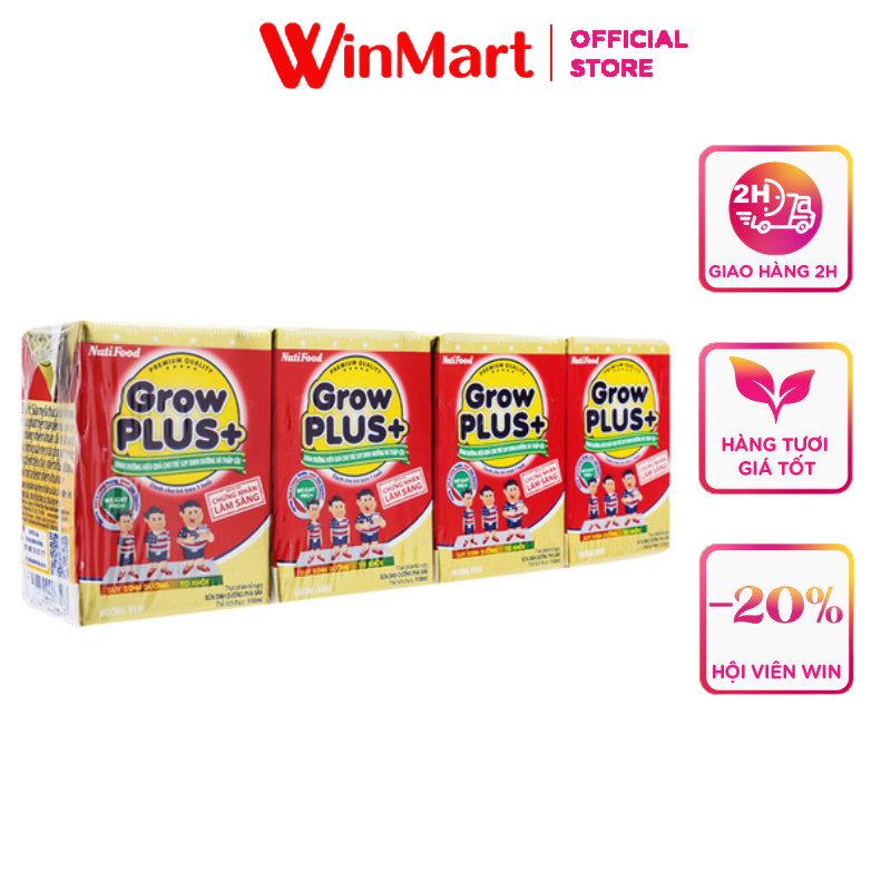 [Siêu thị WinMart] - Lốc 4 hộp sữa dinh dưỡng Nutifood Grow plus 110ml