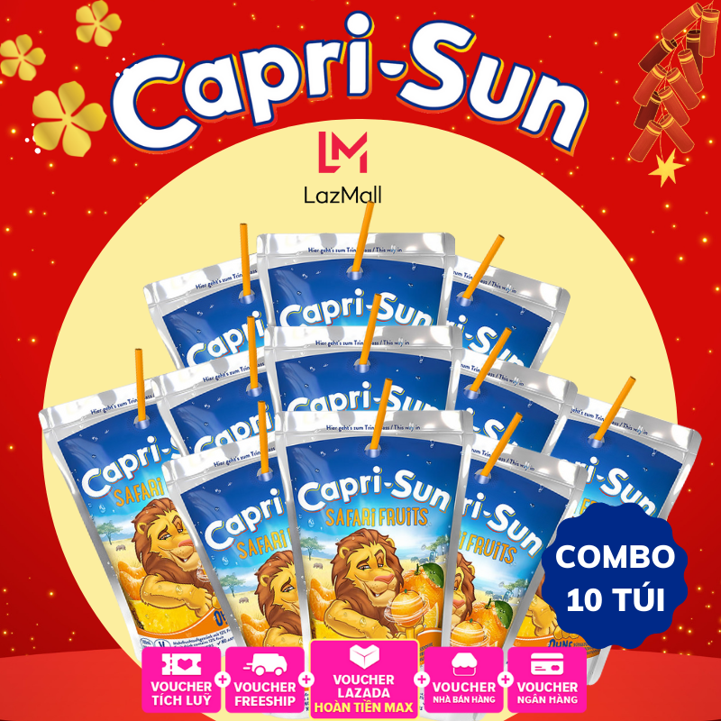 Combo 10 túi Nước trái cây Capri Sun vị Safari tổng hợp 200ml