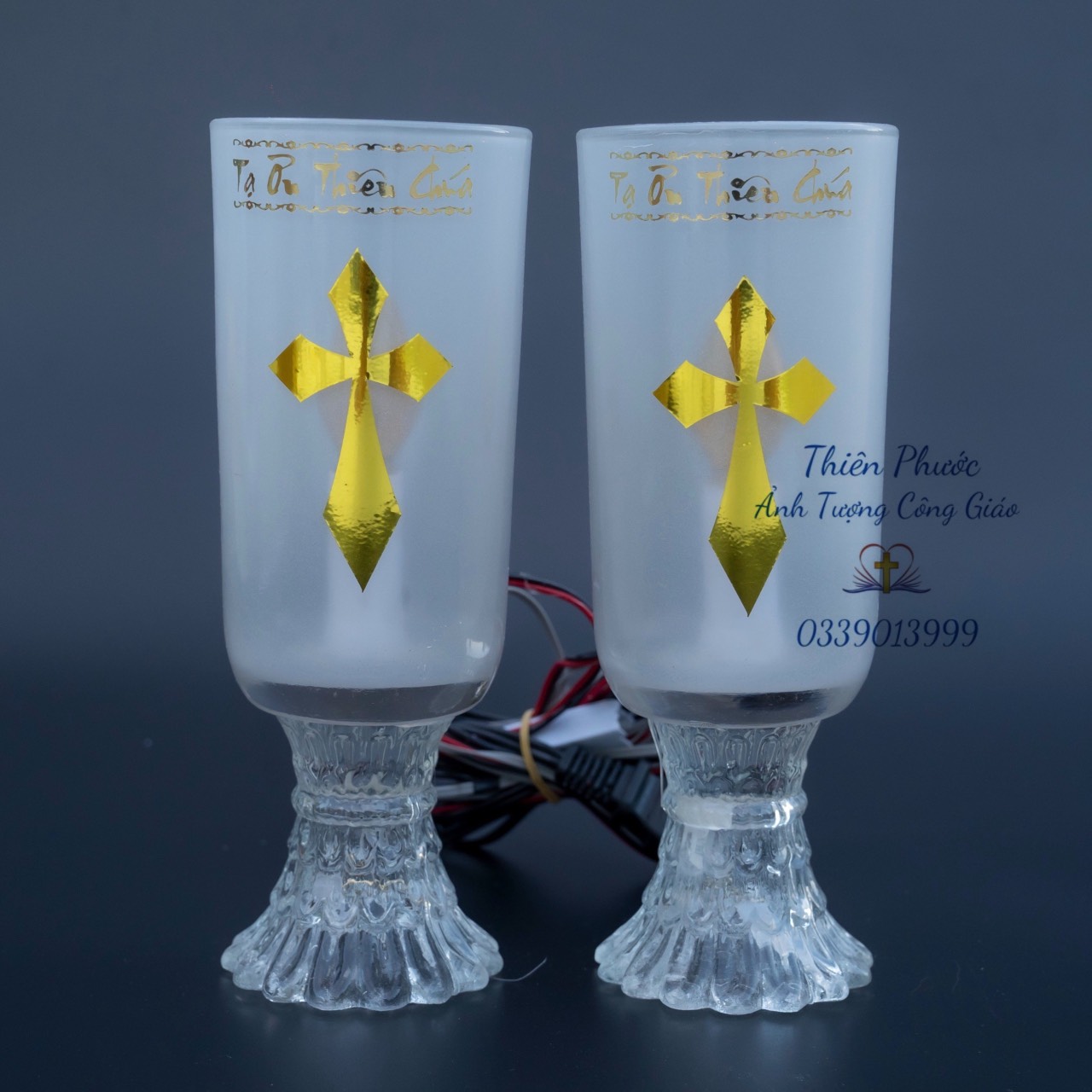 Đèn Công Giáo - Đèn Ly Điện Thuỷ Tinh Công Giáo BLK5 ( cao 18cm )