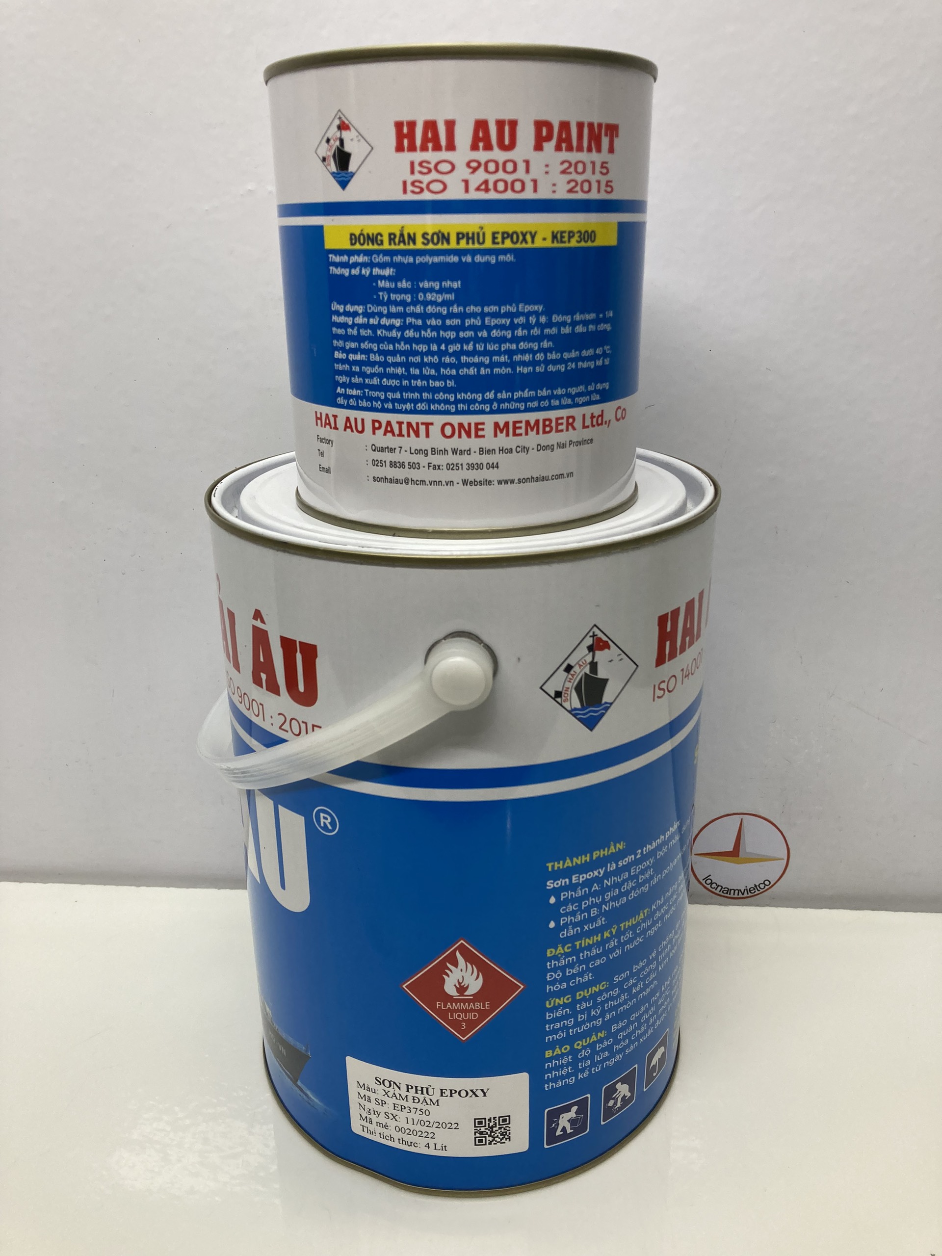 Sơn Epoxy 2 thành phần Hải Âu màu xám đậm EP 750 5L/Bộ