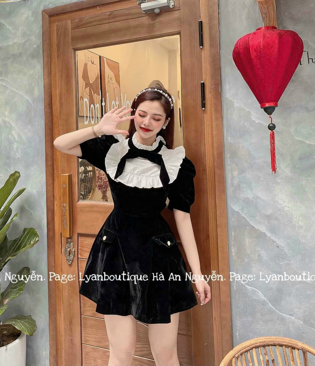 Đầm xòe cổ nơ-QH#damnu
