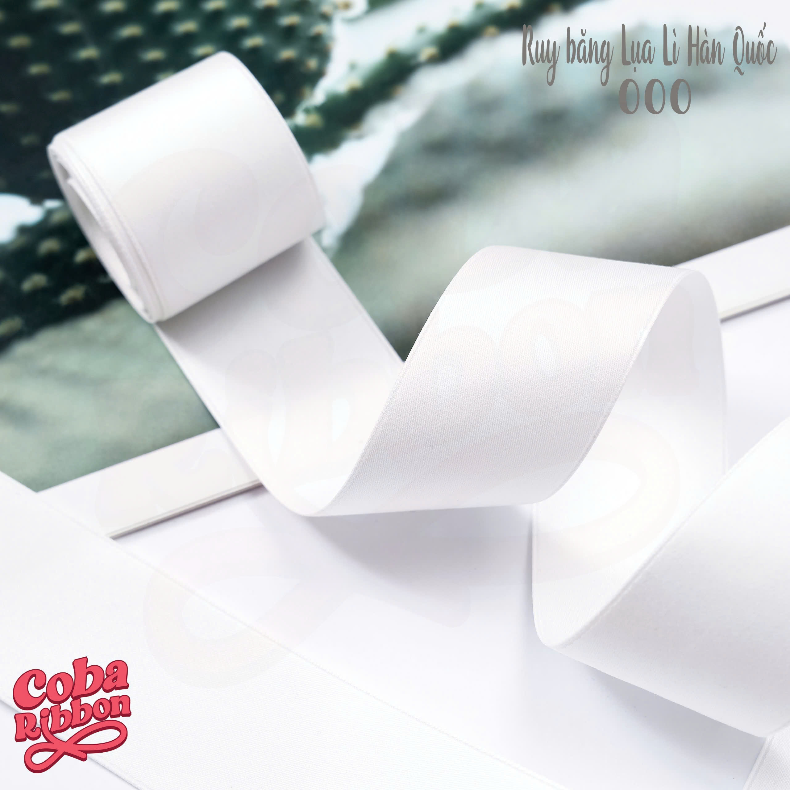 3 mét - Ruy băng lụa mờ Hàn Quốc 2 mặt dày dặn