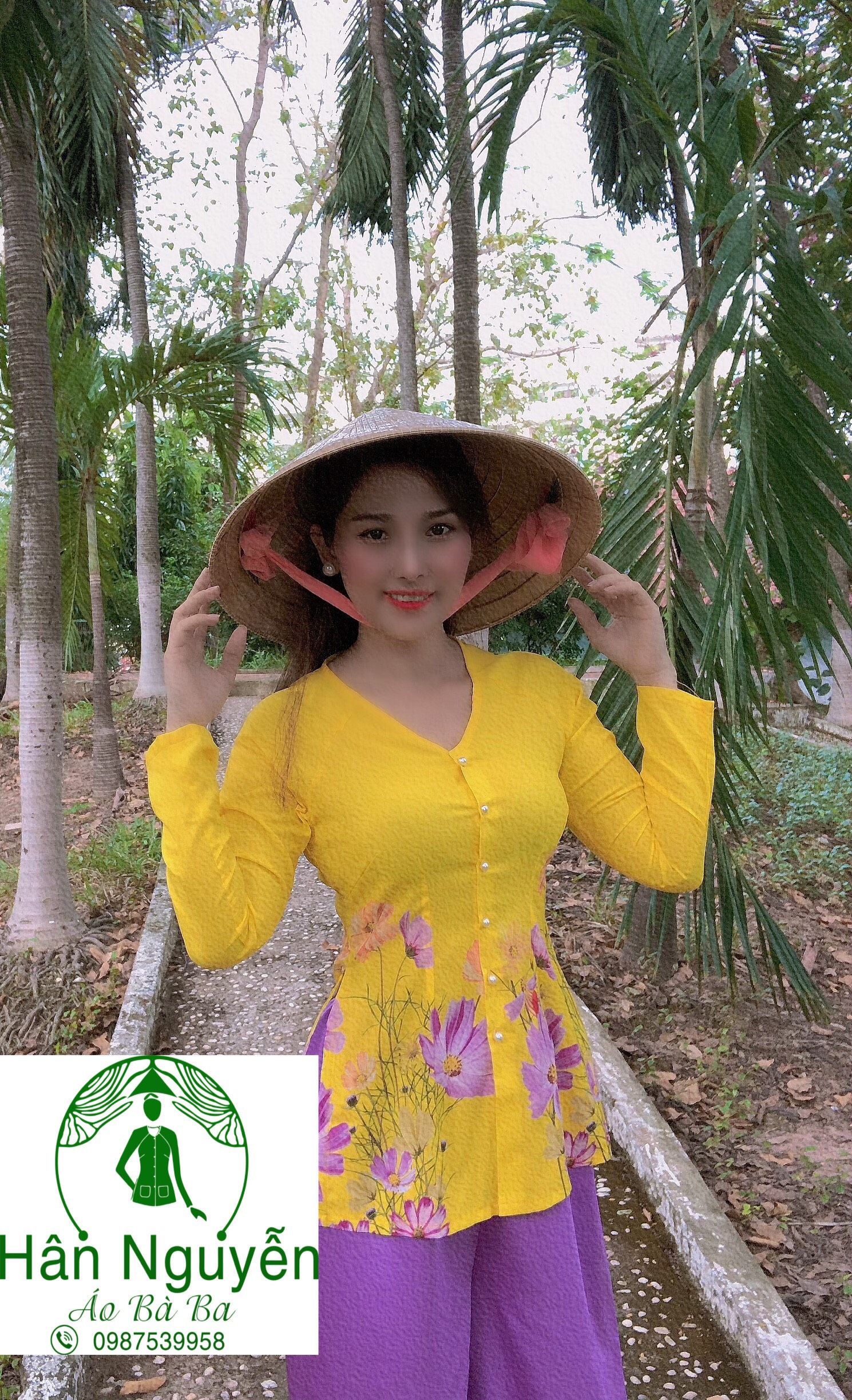 BỘ BÀ BA LỤA IN HOA NHÁY - Áo Bà Ba Hân Nguyễn