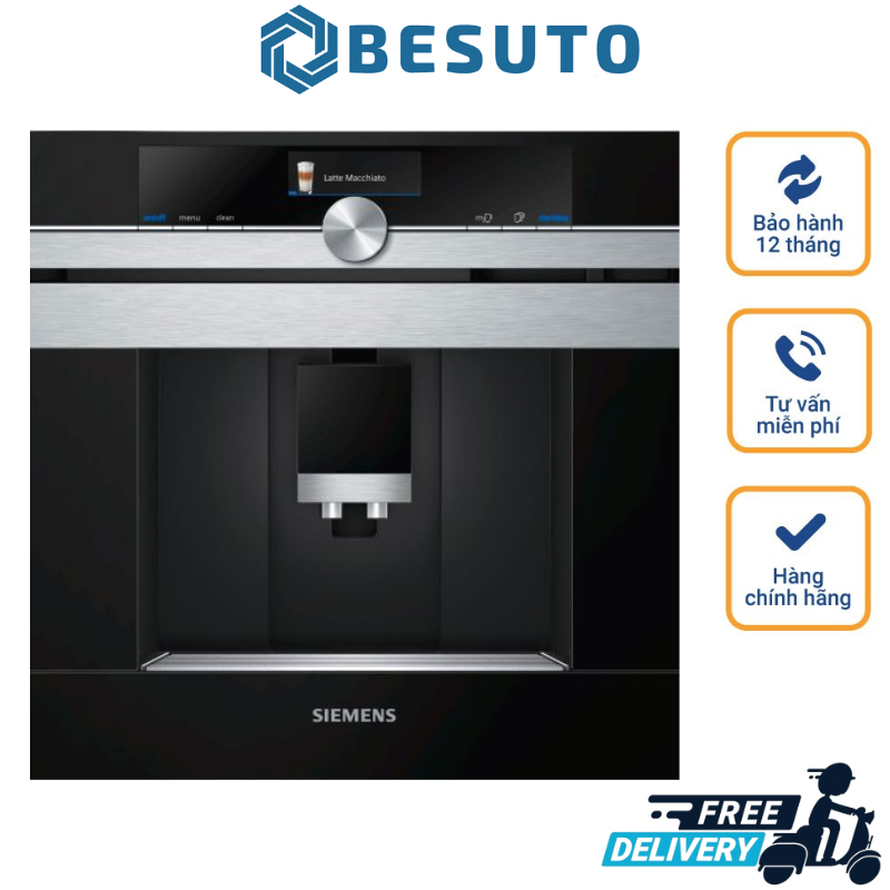 Siemens CT636LES6 coffee machine, integrated, 19 bar, 2.4 l, black, stainless steel