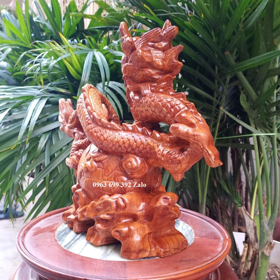 Tượng con rồng gỗ ngọc am đỏ thơm ngang 20 rộng 7 cao 13 cm