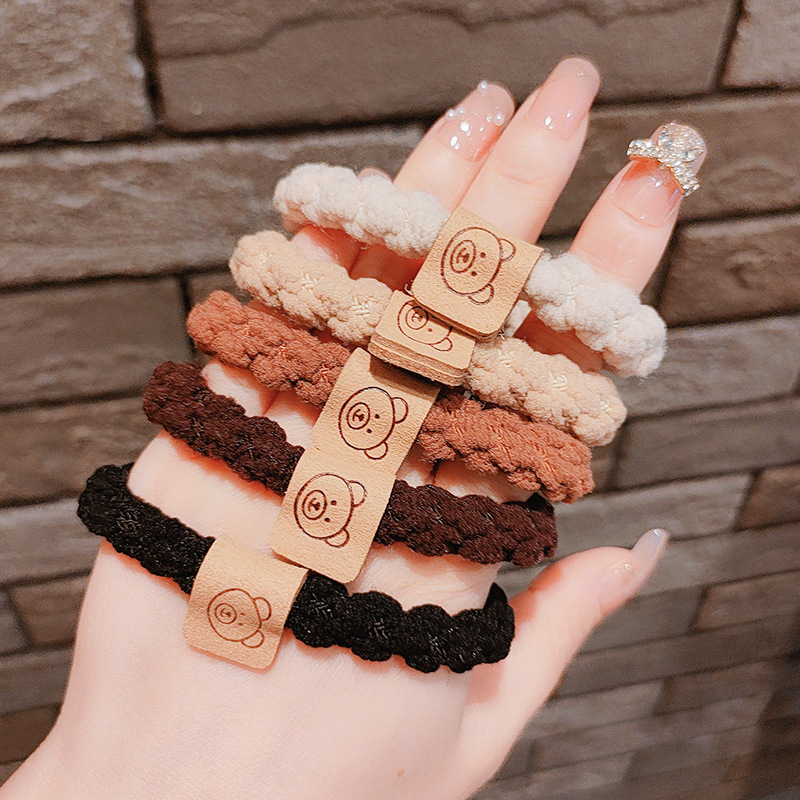 Dây thun cột tóc vải thun nhúng mặt gấu handmade dễ thương S25