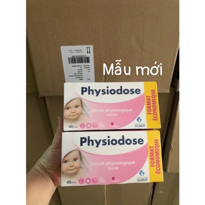 Nước Muối Sinh Lý Physiodose Vệ sinh mắt, mũi, miệng cho bé (Hộp 40 ống x 5ml)