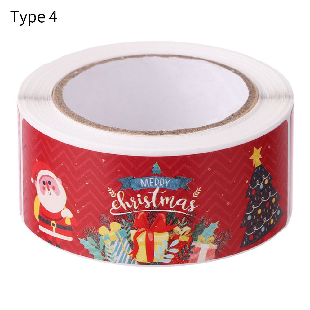 120pcs Roll Merry Christmas Package Seal Stickers Xmas Tree Snowman