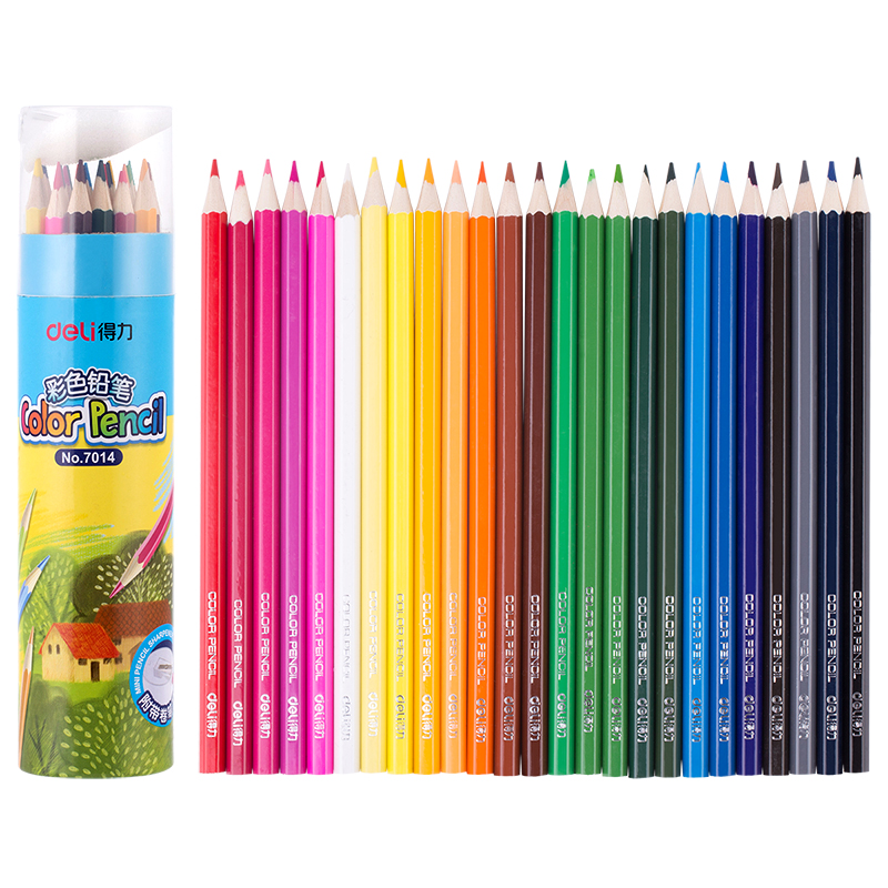 Bút chì màu dạng cốc cho học sinh deli - kèm gọt chì - 12/18/24/36 màu đậm mịn tô màu vẽ tranh thiết kế chuyên nghiệp7012/7013/7014/7015