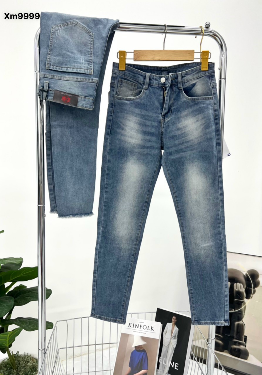 (Ảnh thật) Quần Jean Nam Quần Bò Nam Xanh Trơn Wat Bạc Basic
