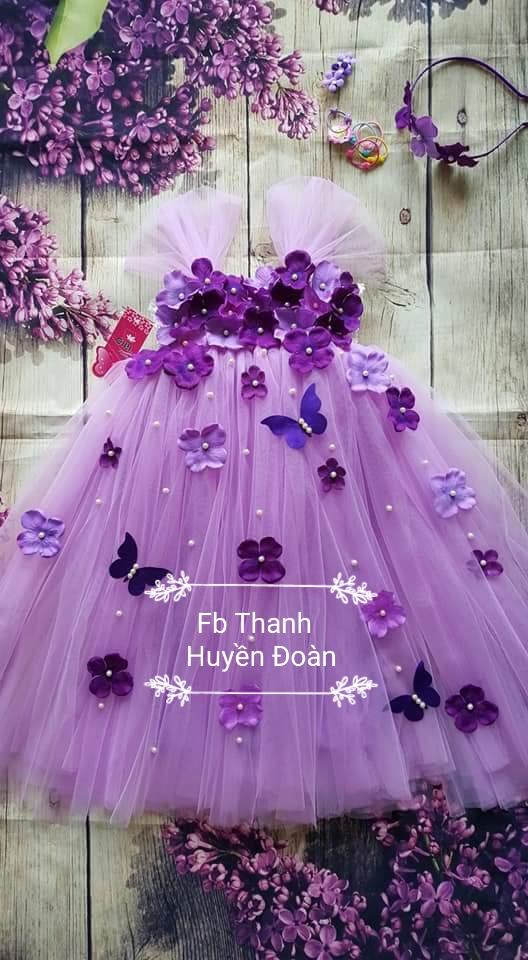 Váy Tutu công chúa Màu Tím nhạt cẩm tú cầu