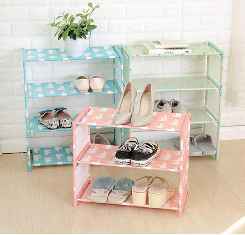 Kệ giày lắp ráp 4 tầng dễ thương, tiện lợi chất liệu nhựa ABS và sắt cao cấp, bền đẹp (Giao màu ngẫu nhiên)