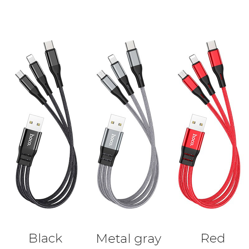 CÁP SẠC 3 ĐẦU (Micro - TypeC - Lightning) HOCO X47 dài 25cm