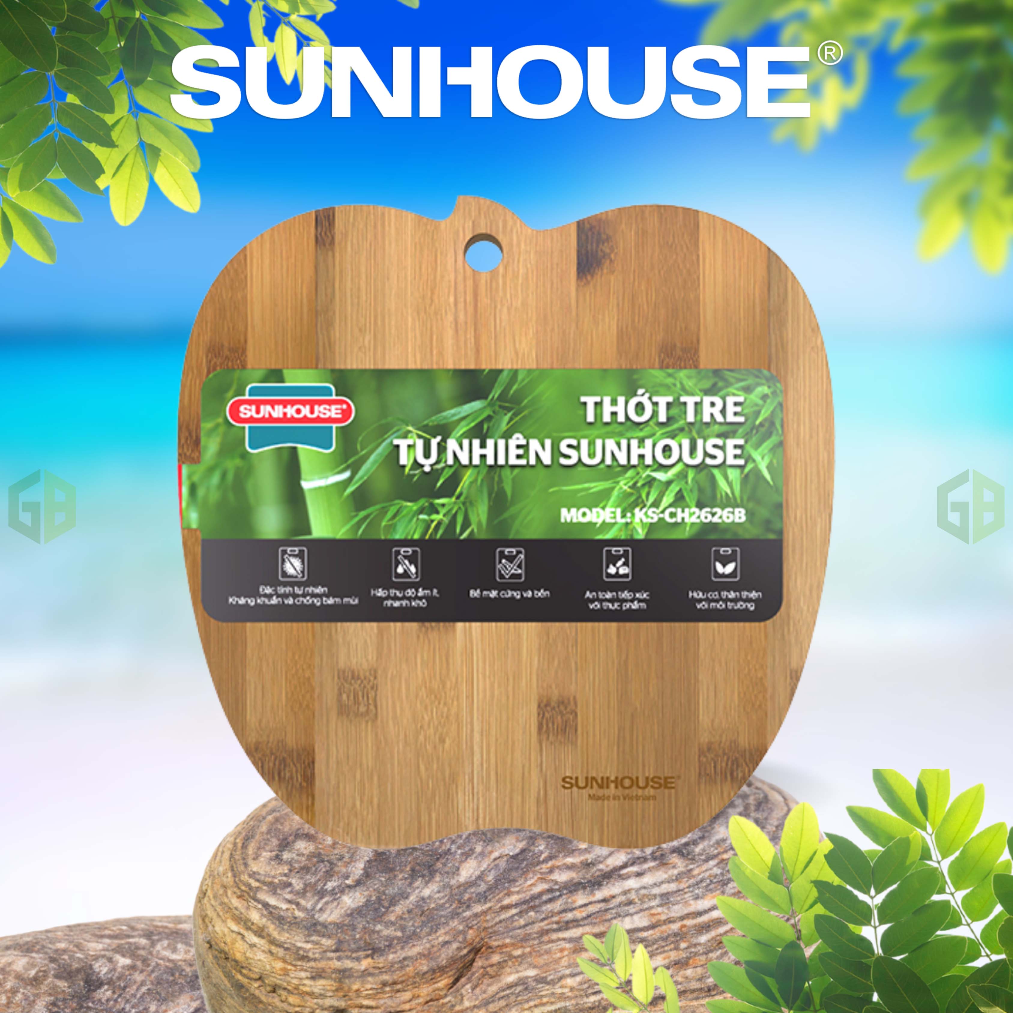Thớt tre tự nhiên SUNHOUSE KS-CH2626B