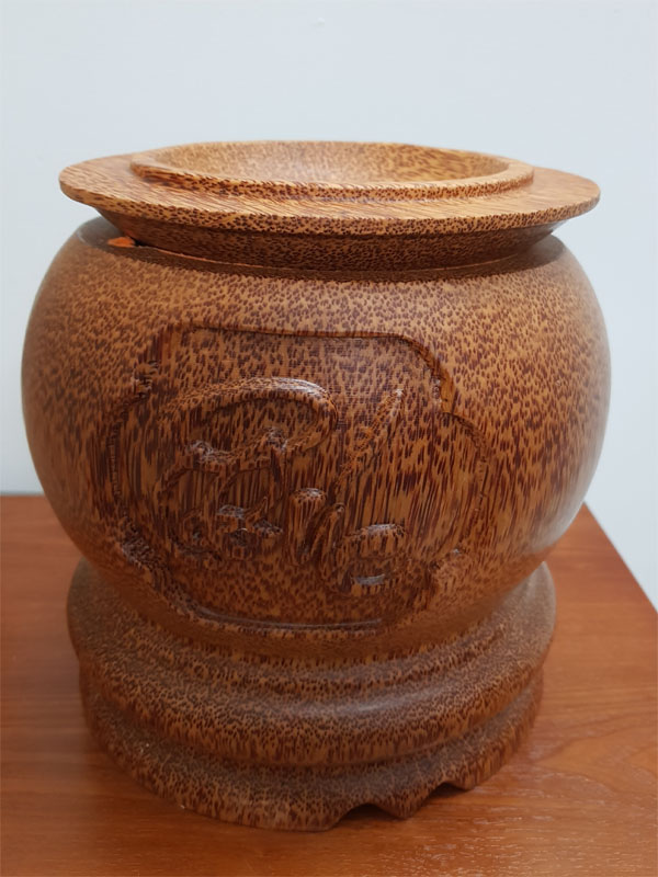 Vỏ đựng bình trà gỗ dừa Phúc lộc thọ