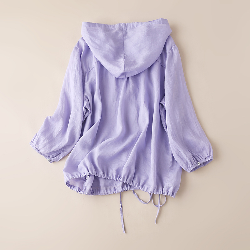 [HCM]AK0199-Áo Khoác Đi Nắng Linen Có Nón