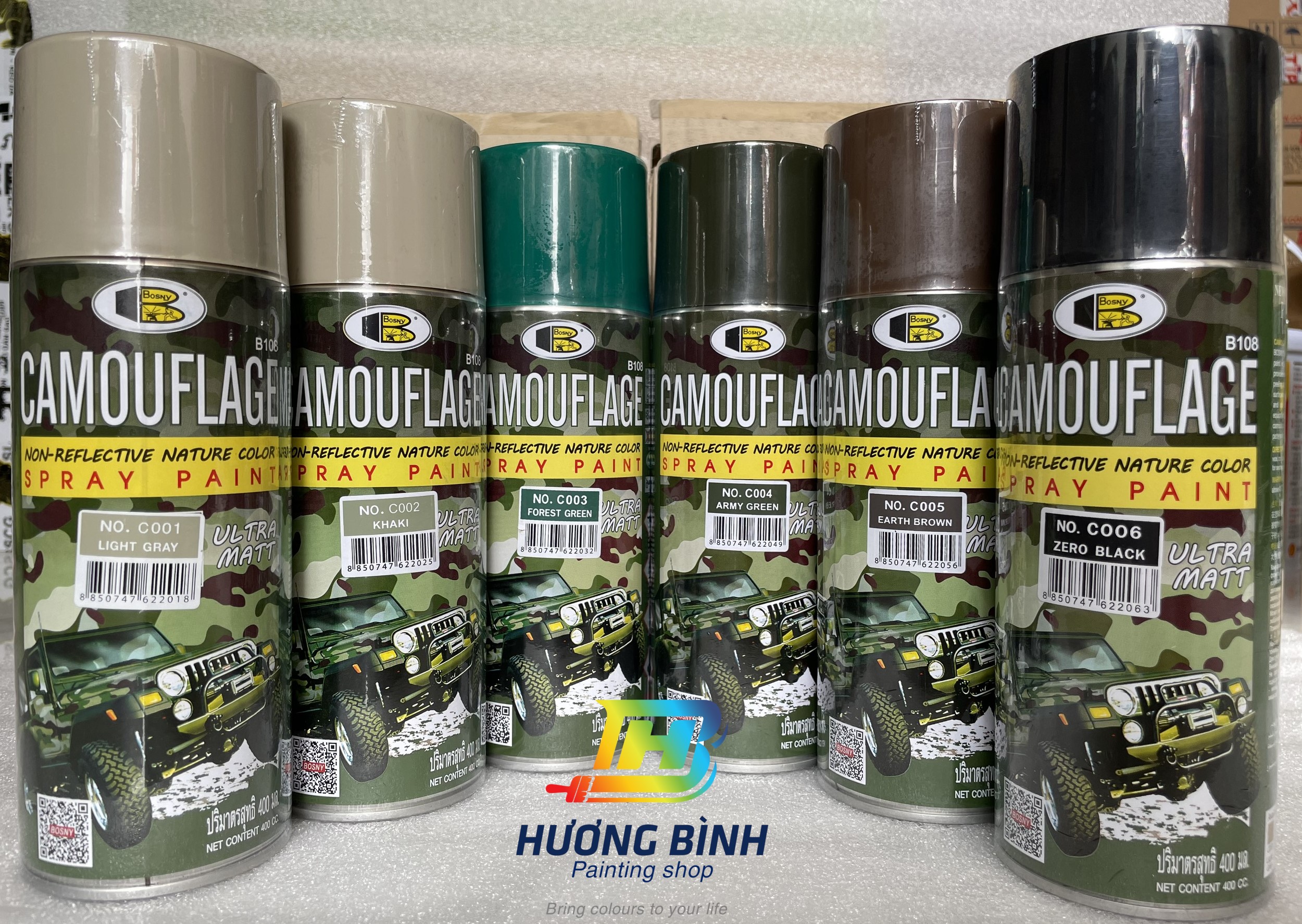 Sơn xịt BOSNY Camouflage (400ml)