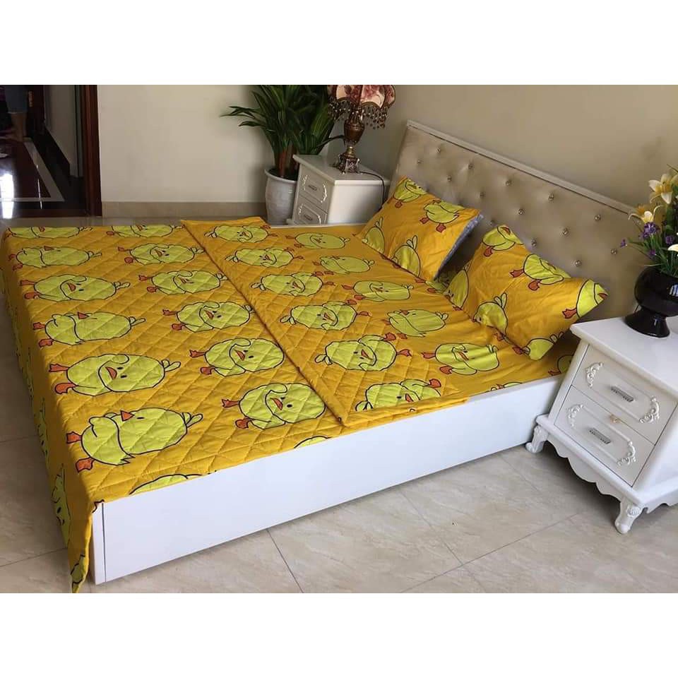 [1M6 x 2M] TRỌN BỘ CHĂN GA GỐI COMBO 5 MÓN VỊT VÀNG ( 1 Drap + 2 Vỏ Gối Nằm + 1 Chăn Hè + 1 Vỏ Gối Ôm )