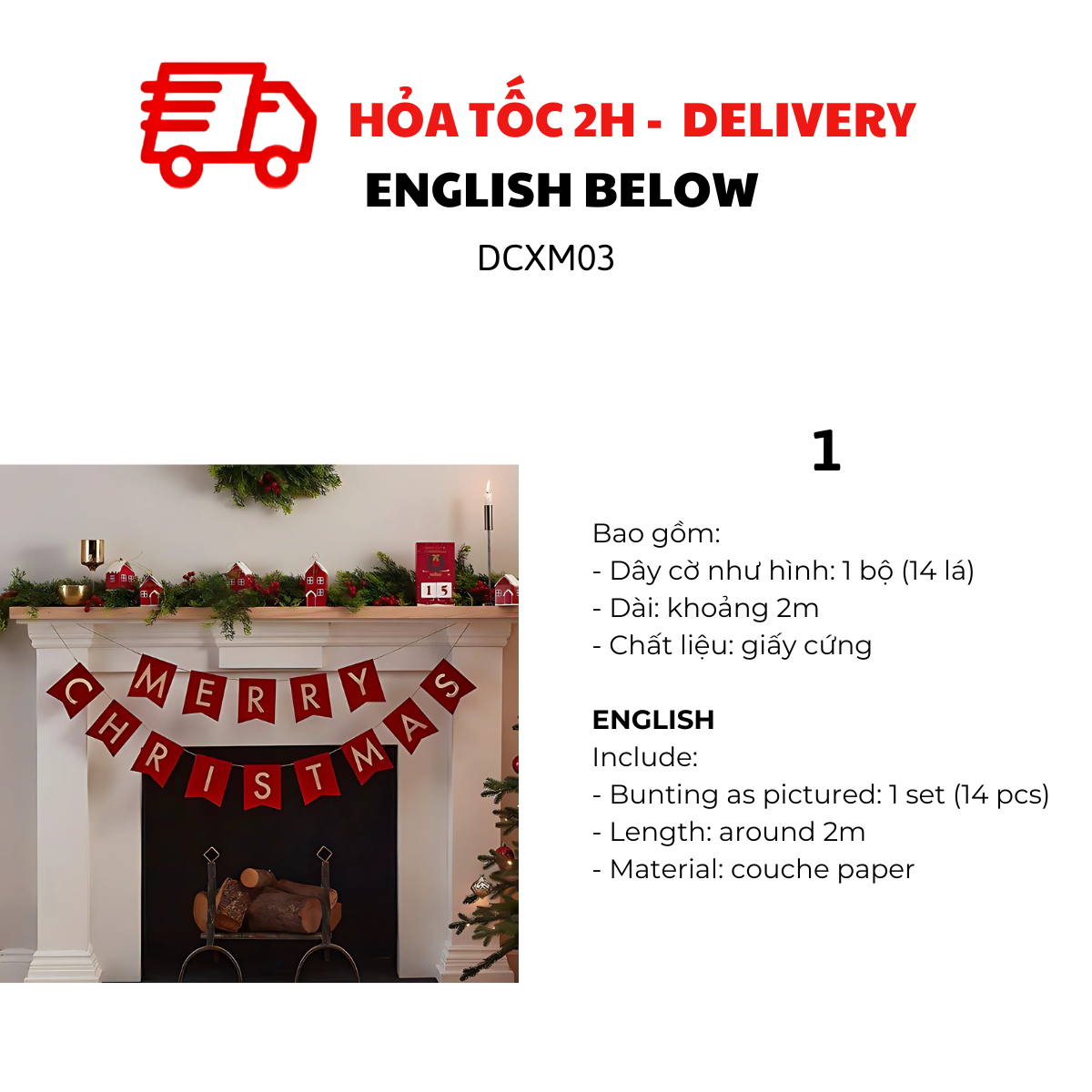Dây cờ Merry Christmas dcxm03