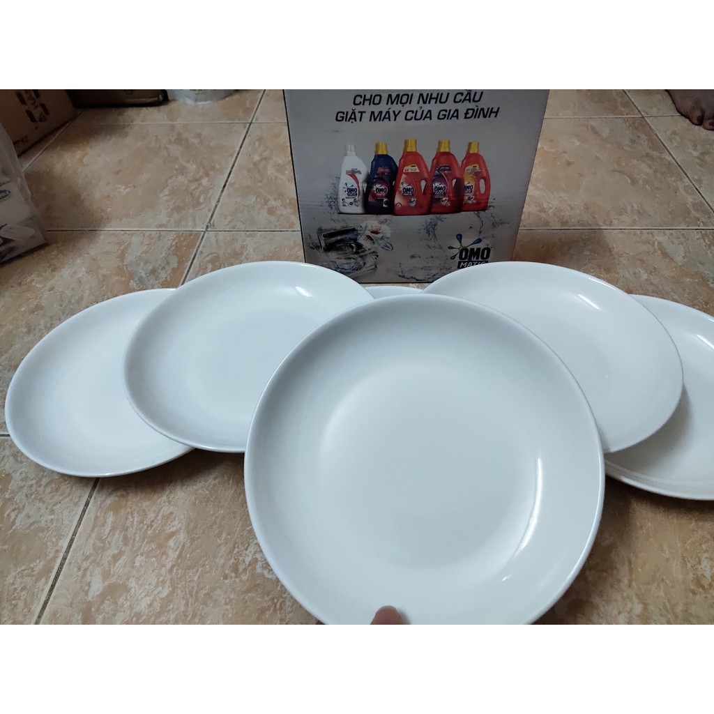 Combo 6 đĩa sứ cao cấp trắng tinh, dày dặn 20.5cm
