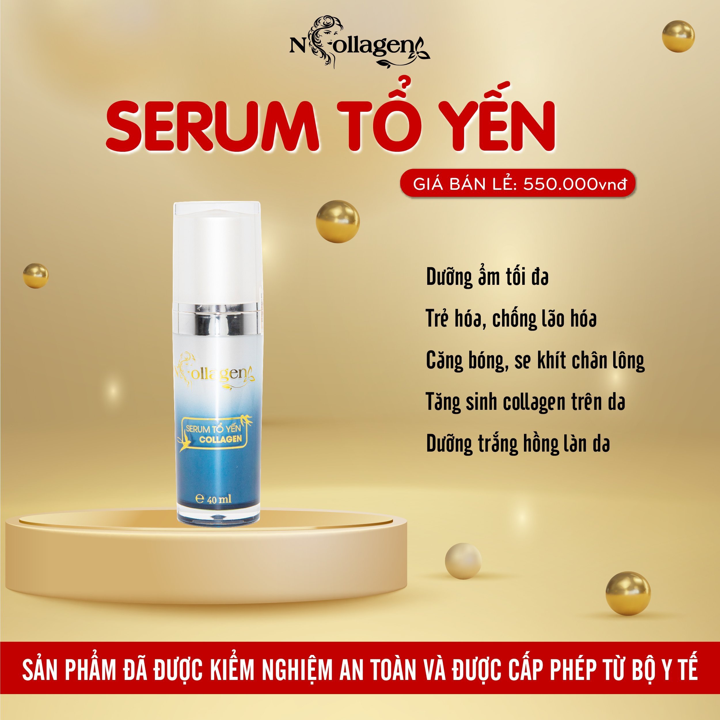 Serum Tổ Yến N Collagen 30 ml – Dưỡng Trắng, Cấp Ẩm Sâu, Săn Chắc & Ngừa Lão Hoá