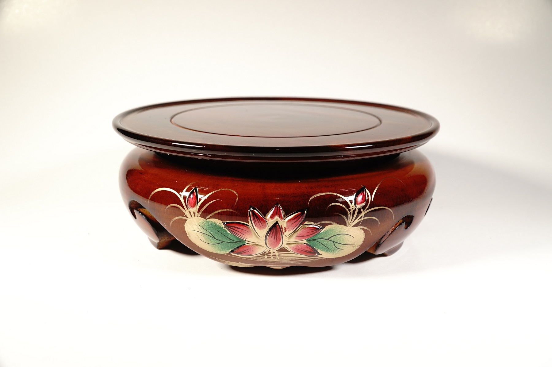 [HCM]Đôn gỗ tròn kê tượng thờ cúng vẽ sen nổi trong đầm cao 85cm - 5 cỡ đường kính. Mang lại may mắn tài lộc vận đỏ cho gia chủ Cam kết giá rẻ trên thị trường