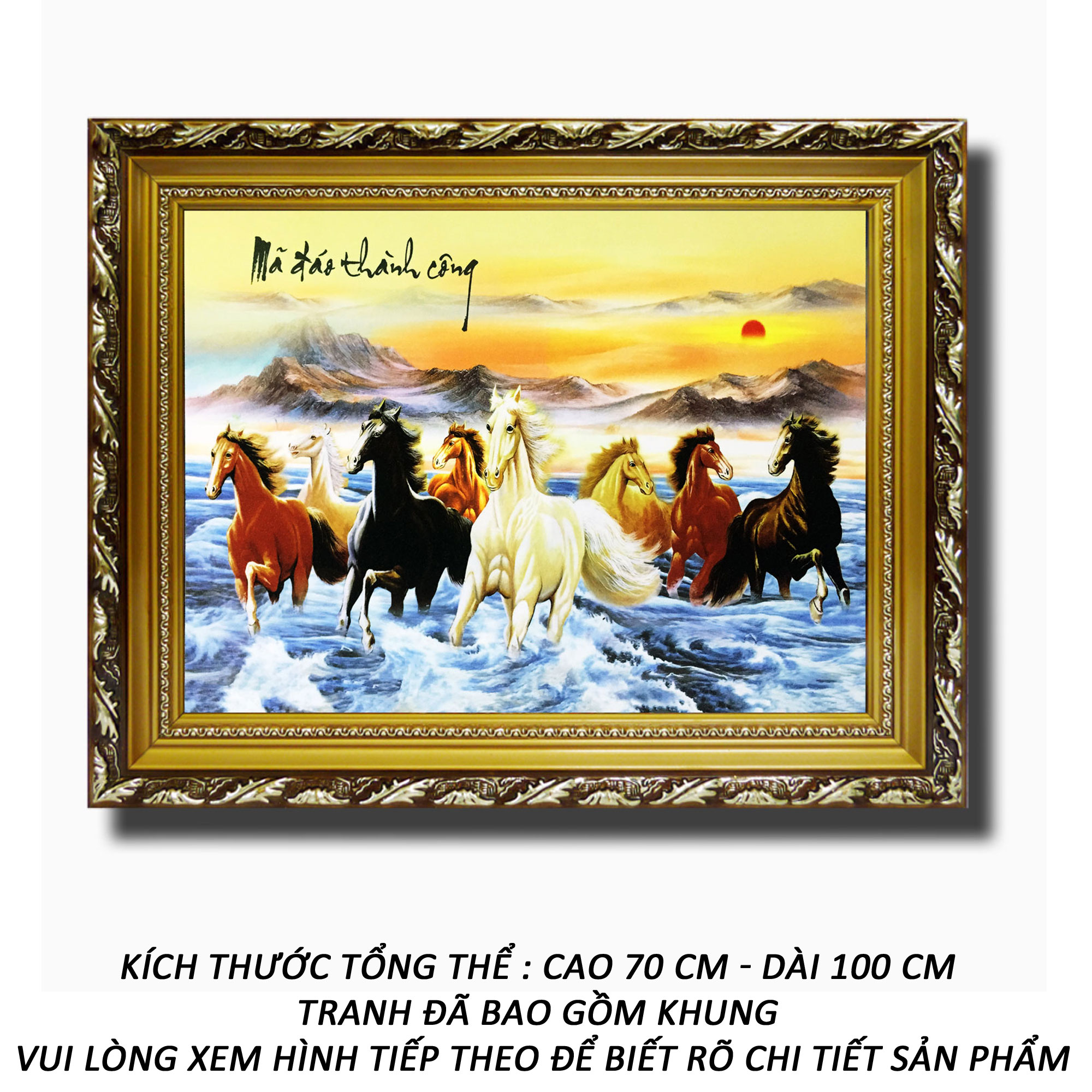 Tranh treo tường - Mã Đáo Thành Công 08 - Tranh Minh Hiền (KHUNG GỖ - 70 x 100cm)
