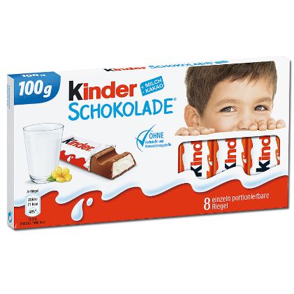 Socola sữa vỉ 8 thanh hiệu kinder 100gr