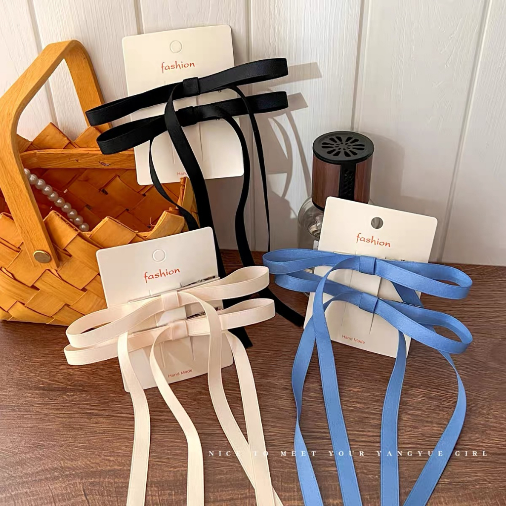 Set 2 kẹp tóc nơ rủ dài, set kẹp tóc nữ tính đáng yêu Y289