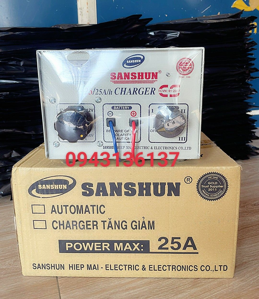 [HCM]Bộ sạc ắc quy SANSHUN 25A - 6V/12V/24V