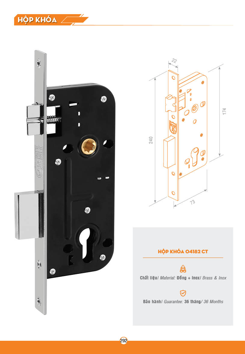 Khóa Việt Tiệp tay gạt 04941 - Cửa chính màu vàng gỗ sang trọng- BH 3 năm
