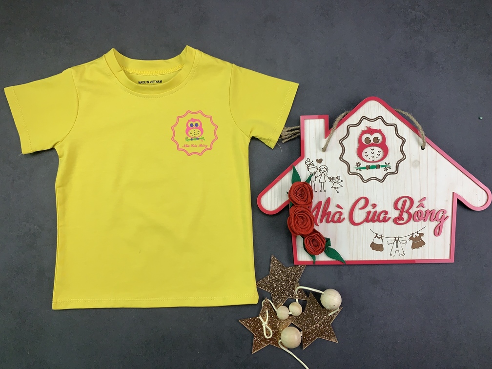 Áo thun tay ngắn cổ tròn dành cho bé trai và bé gái áo in logo Nhà của Bống xinh xắn chất thun cotton 4c mềm mịn bé mặc thoải mái size cho bé 9-60kg