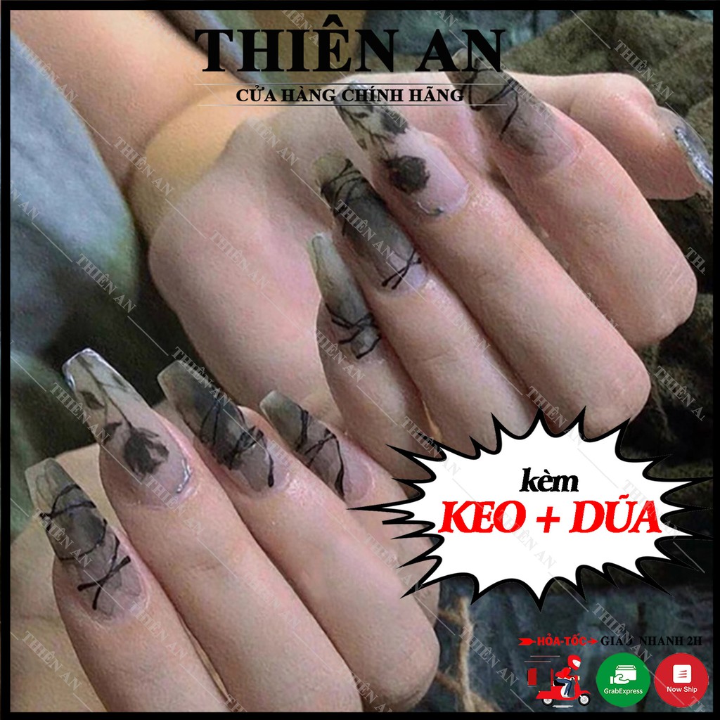 Bộ 24 móng tay phom dài thiết kế thời trang cá tính W6
