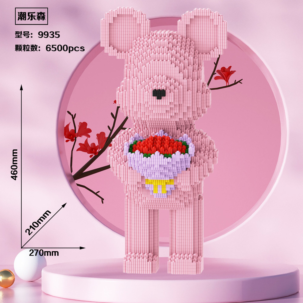 Gấu bearbrick love 55cm, mô hình lắp ráp gấᴜ bearbrick 55cm chuẩn hãng tặng kèm búa có hộp