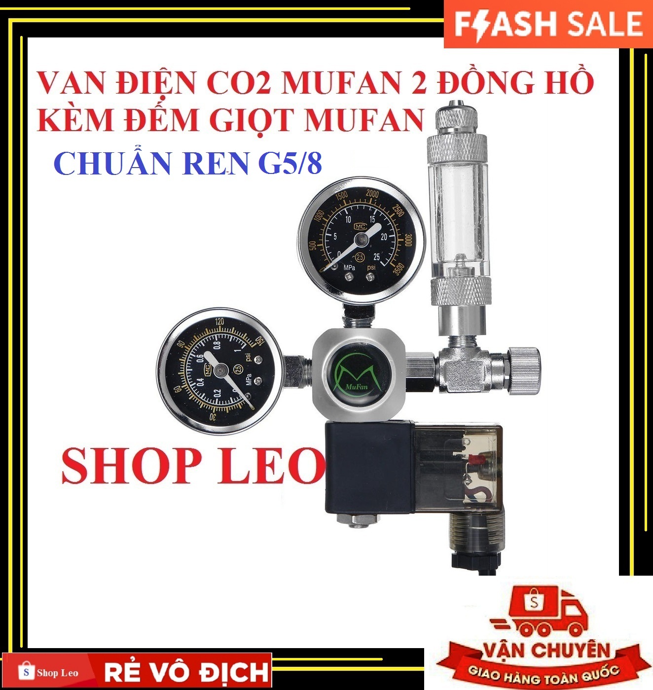 [Hoàn Tiền 10%]VAN ĐIỆN CO2 MUFAN REN G5/8 - VAN ĐIỆN TINH CHỈNH CO2 - van điện mufan giá tốt nhất - phụ kiện thủy sinh - shopleo