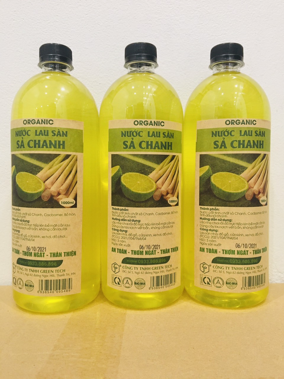 Combo 3 nước lau sàn sả chanh 1000ml xua đuổi côn trùng - An toàn cho da - Cả nhà luôn thơm ngát