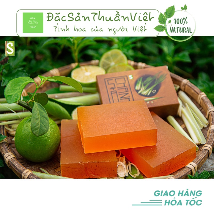 Xà bông sả chanh htx sinh dược 100g, xà bông thảo mộc, xà phòng tắm dược thảo