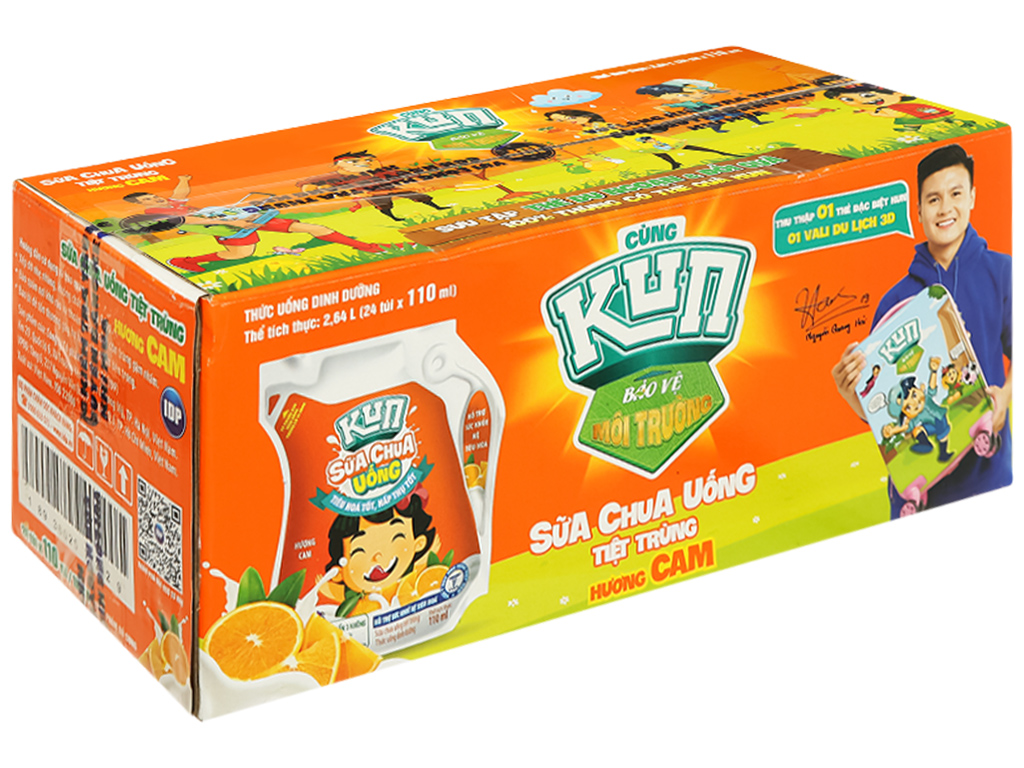Sữa trái cây túi Kun thùng 24 túi X 110ml (có mix mùi) tặng khuôn kem