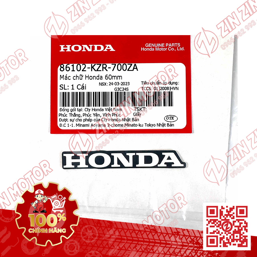 Tem honda 60mm - 86102kzr700za - zin zin motor