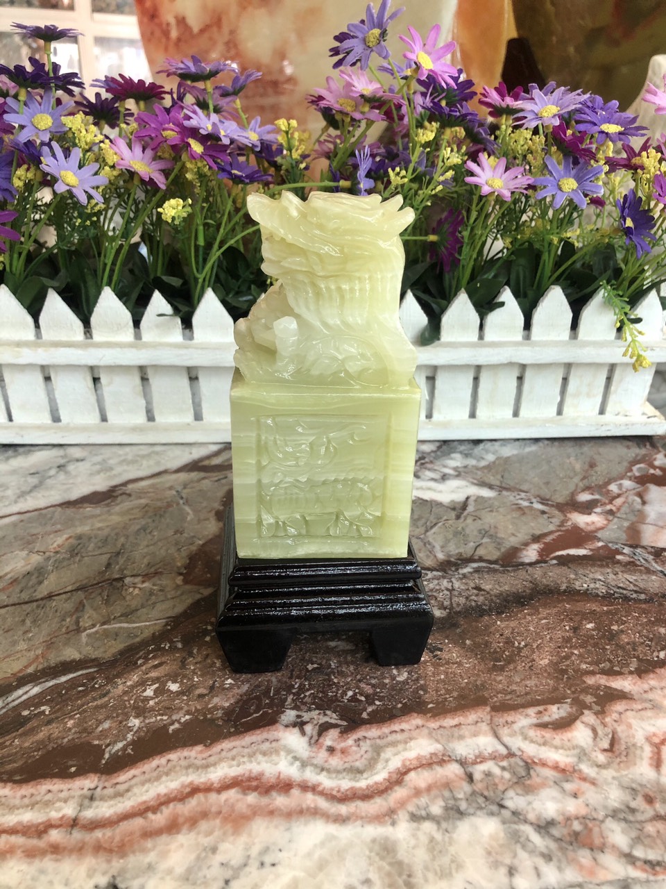 Ấn Rồng phong thủy đá ngọc Onyx - Cao 10 cm