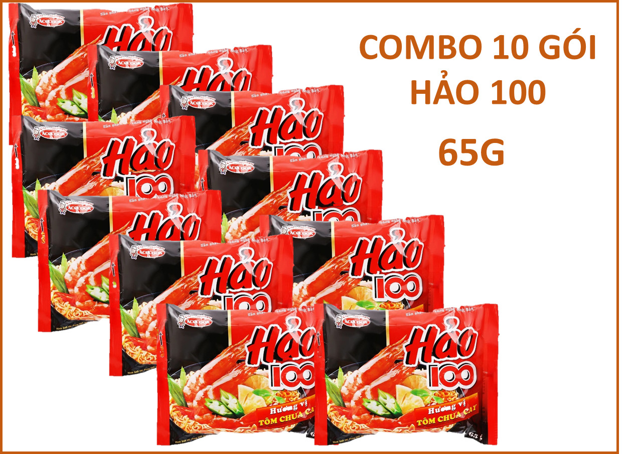 [Thùng 30 gói] Mì Hảo 100 Tôm chua cay 65g