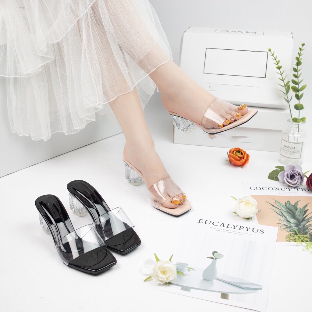 Dép cao gót guốc nữ quai trong gót 5cm cực đẹp đi êm chân tôn dáng điệu đà