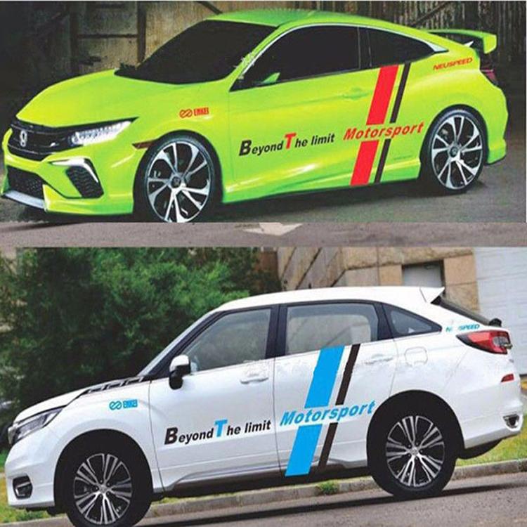 Tem dán sườn ô tô phong cách thể thao D-639 ( Đen + Đỏ )