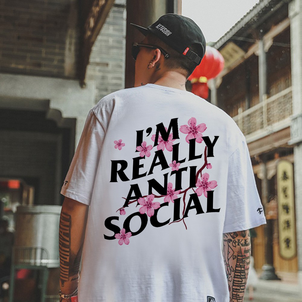 Áo thun im really anti social social club hoa đào - ct01-191119