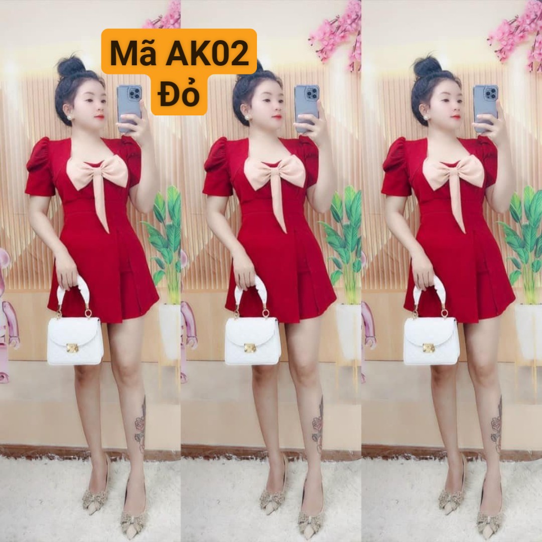 SÉT ĐẦM KÈM QUẦN-PHỐI NƠ DỄ THƯƠNG.MÃ AK02